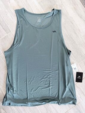 RVCA Men’s Tank Top — Sage Green with Black VA Logo